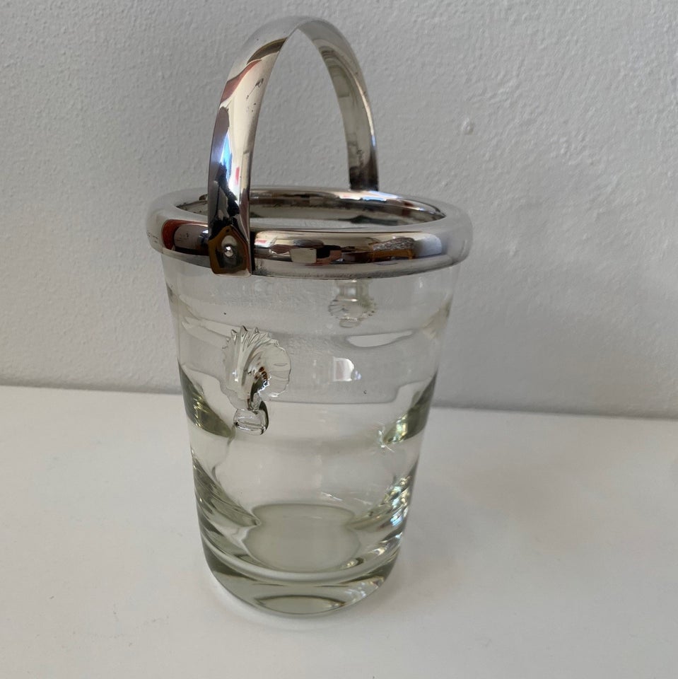 Glas, Isspand med sølv hank og kant,