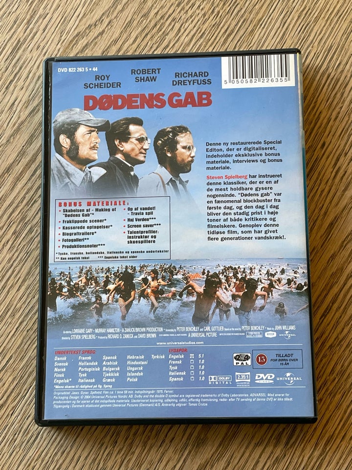 Jaws - Dødens Gab, DVD, action