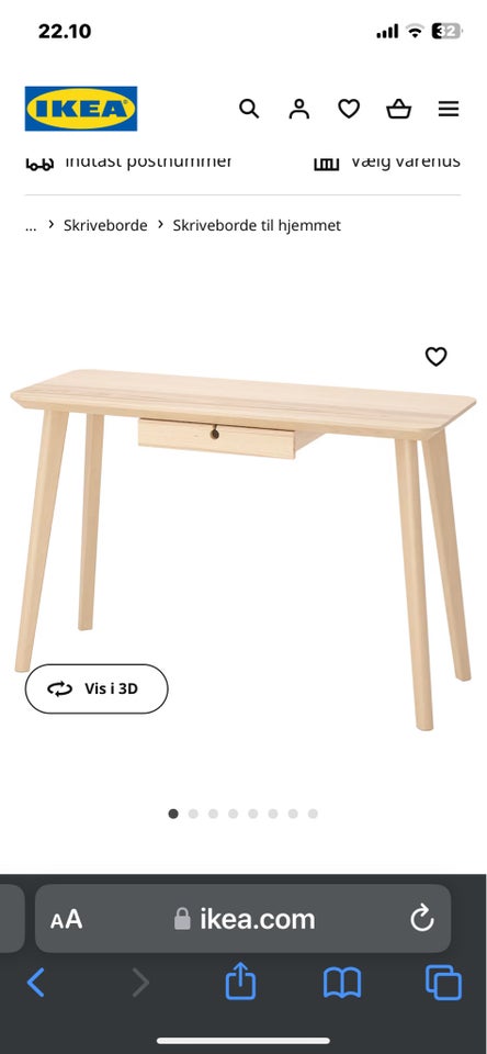Skrivebord Ikea Lisabo b: 118 d: