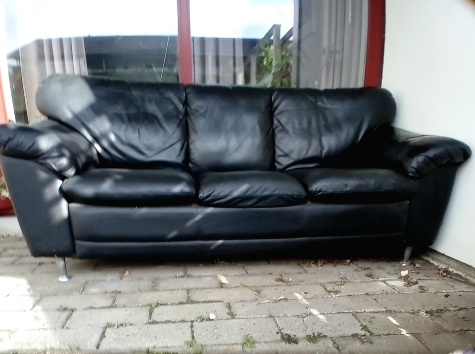 Sofa, læderlook, 3 pers.