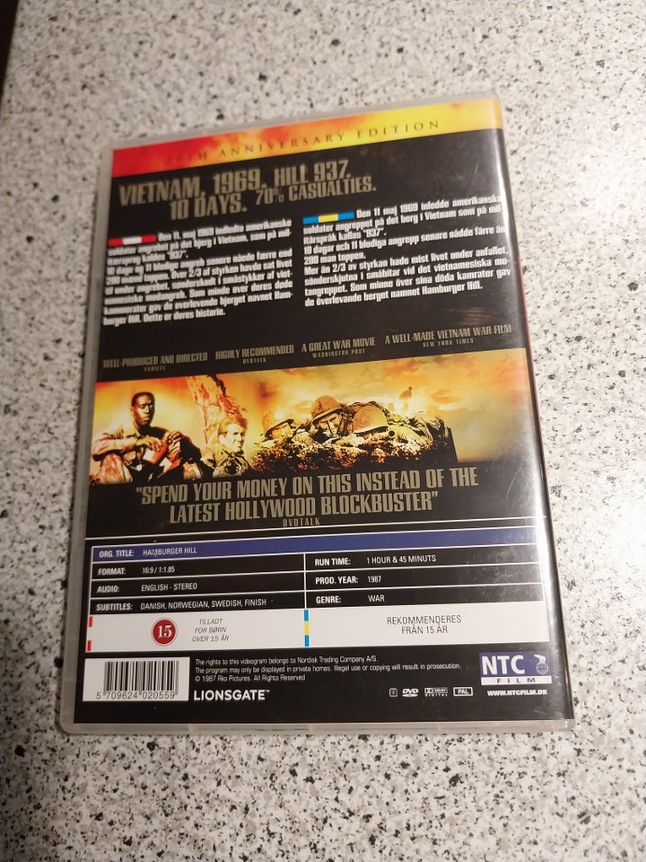 Hamburger Hill, DVD, action