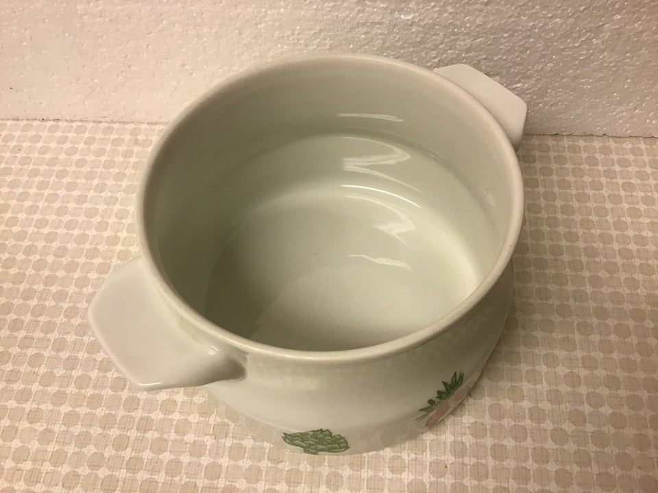 Porcelæn Hvid Skål Håndmalet med