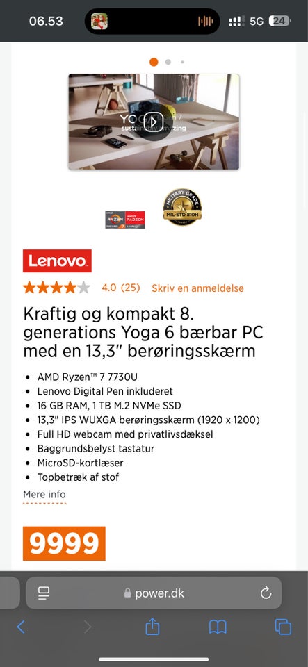 Lenovo Yoga 6 13ABR8 R7 2 GHz 16 GB