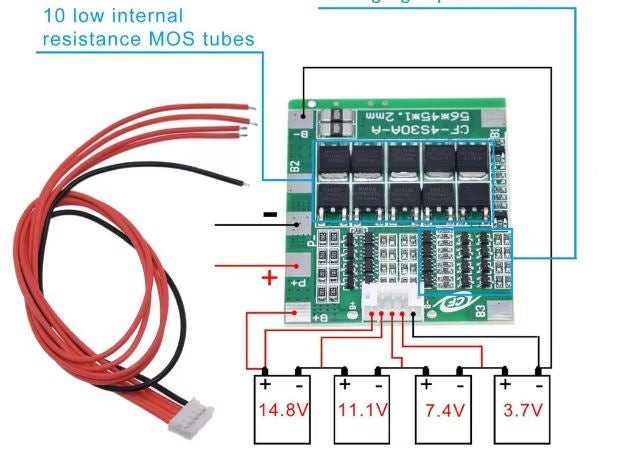 Batterioplader, 4S 30A BMS