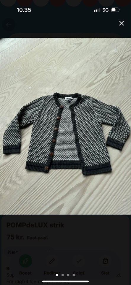 Cardigan, Strik cardigan, Pomp de