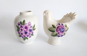 Keramik vase og fugl/vase Rosa