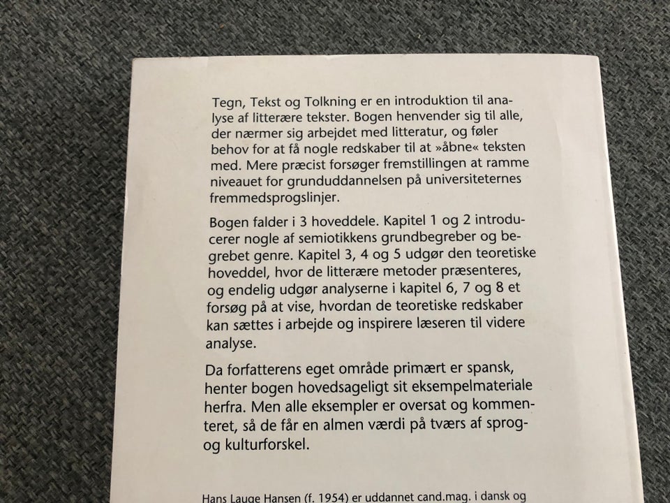 Tegn, Tekst og Tolkning, Hans Lauge