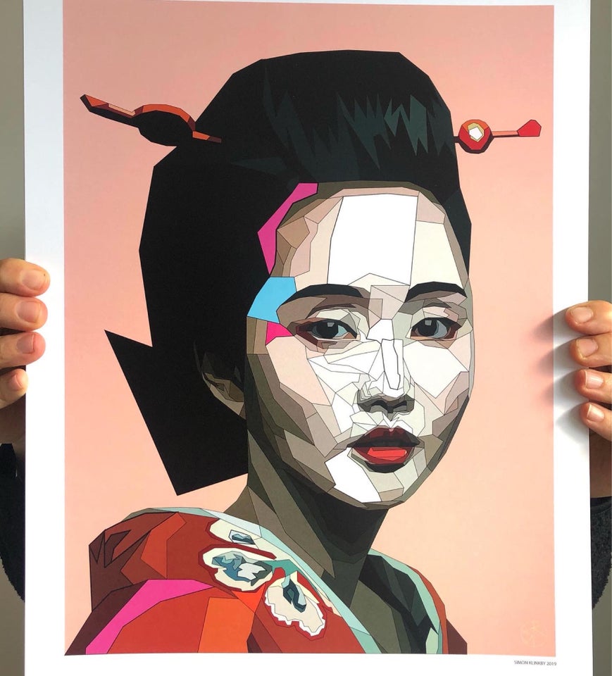 Grafisktryk, SK, motiv: Geisha