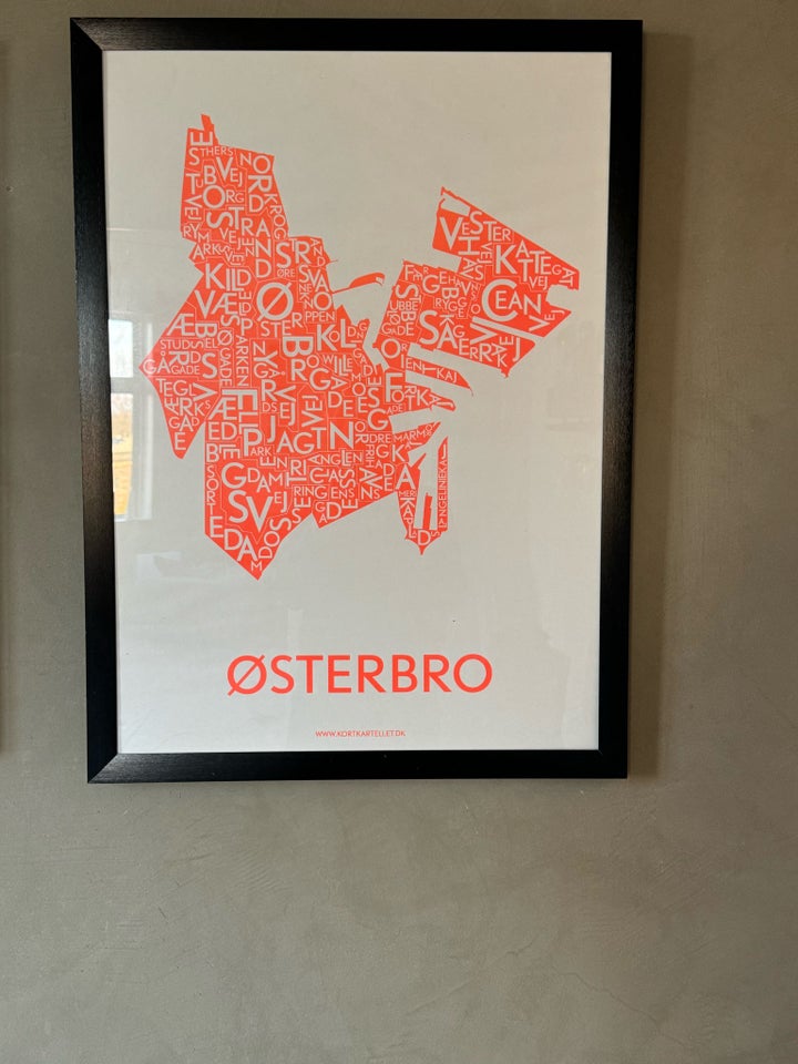 Østerbro plakat m. Sort ramme , b: 55