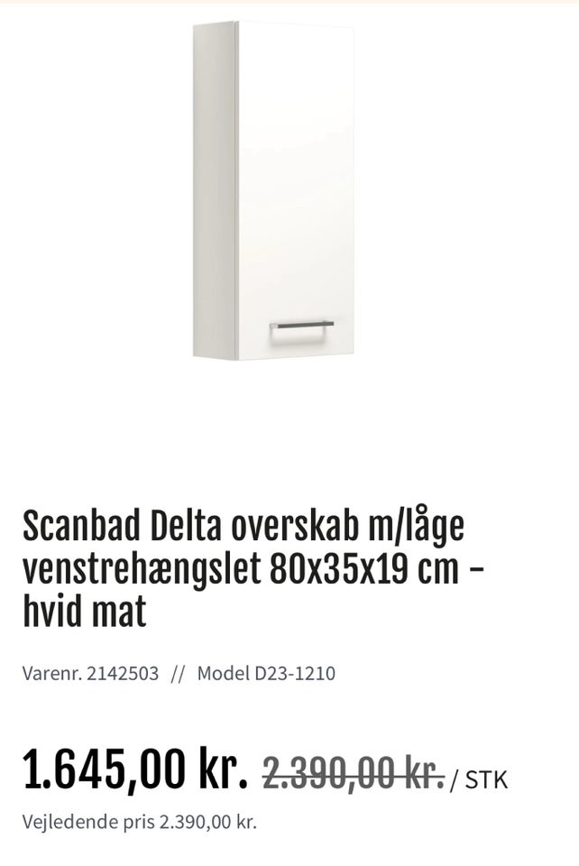 Vægskab Scanbad Delta