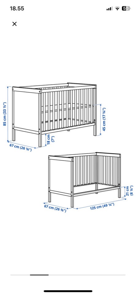 Tremmeseng Ikea Sundvik + madras