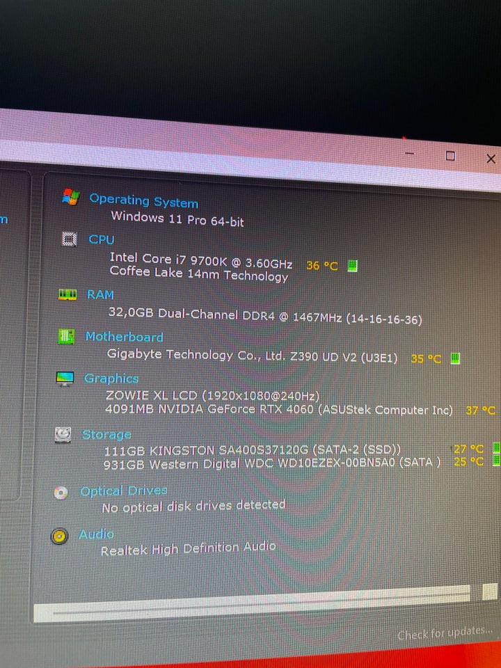 Selvbyg, Nyt RTX 4060 og I7-9700k op