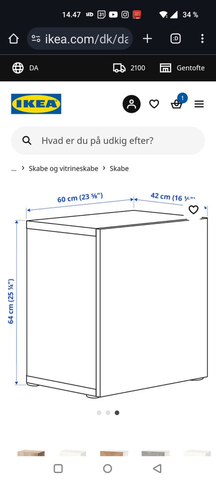 Andet skab, Bestå Ikea, b: 60 d: 42 h: