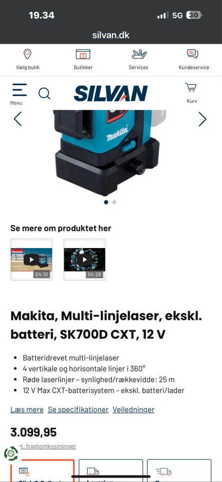 Lasermåler, Makita Sk700D CXT 12v