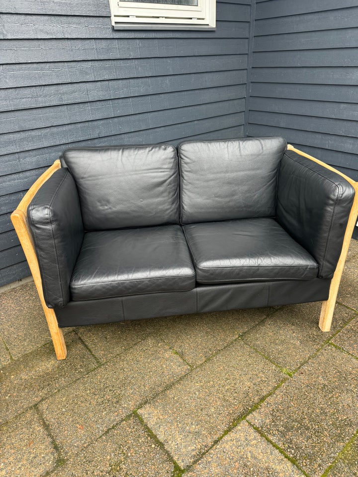 Sofa, læder, anden størrelse