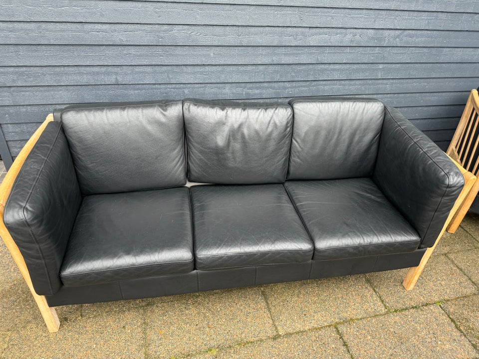 Sofa, læder, anden størrelse