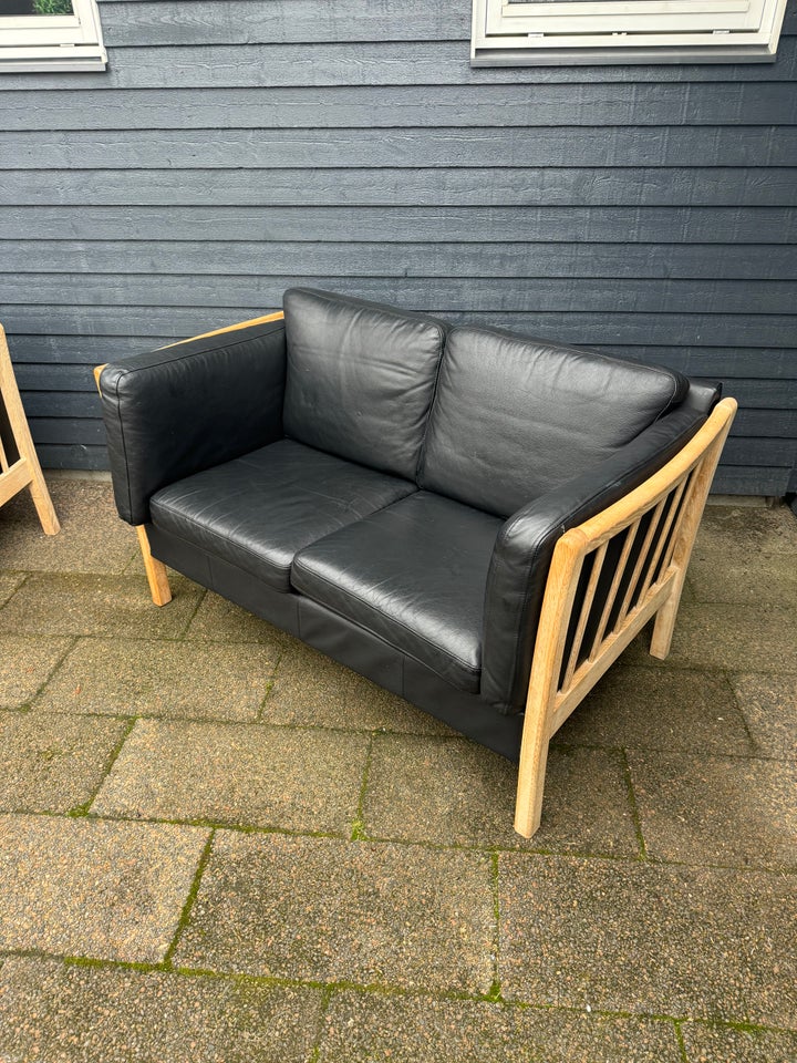 Sofa, læder, anden størrelse