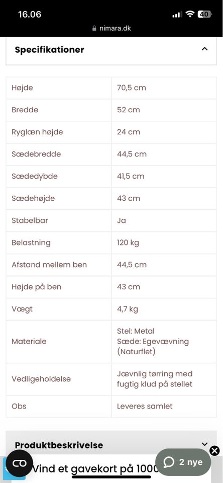 Spisebordsstol, Sort metal med