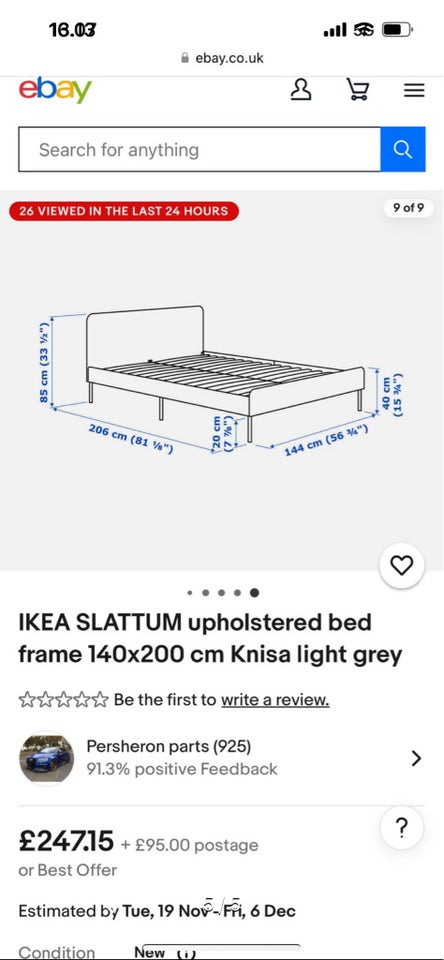 Dobbeltseng, Ikea, b: 140 l: 200