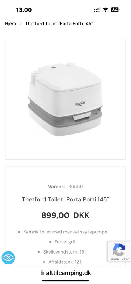 bærbart toilet til både  PO