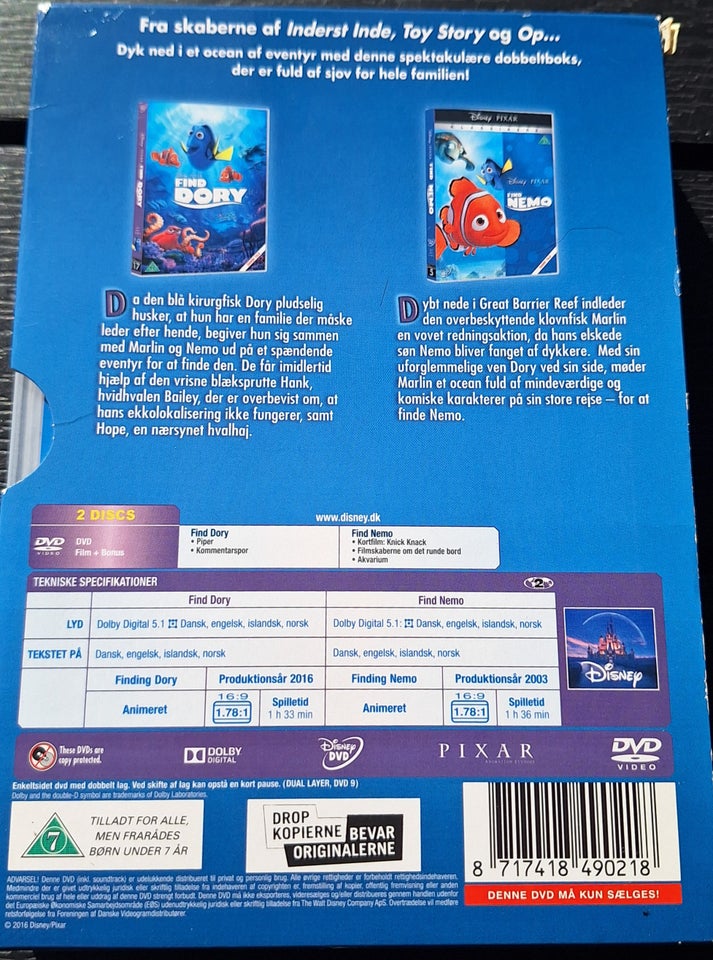 Find nemo og find dory, DVD,