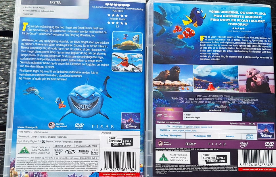 Find nemo og find dory, DVD,