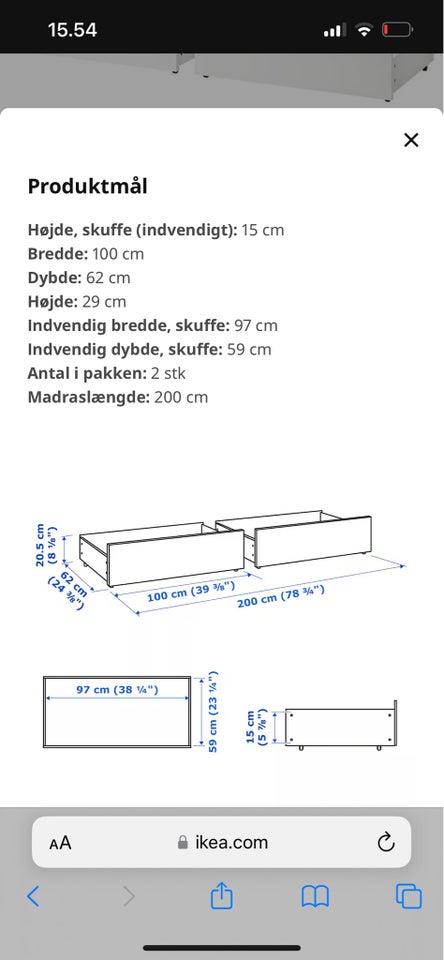 Sengeskuffe, Ikea MALM