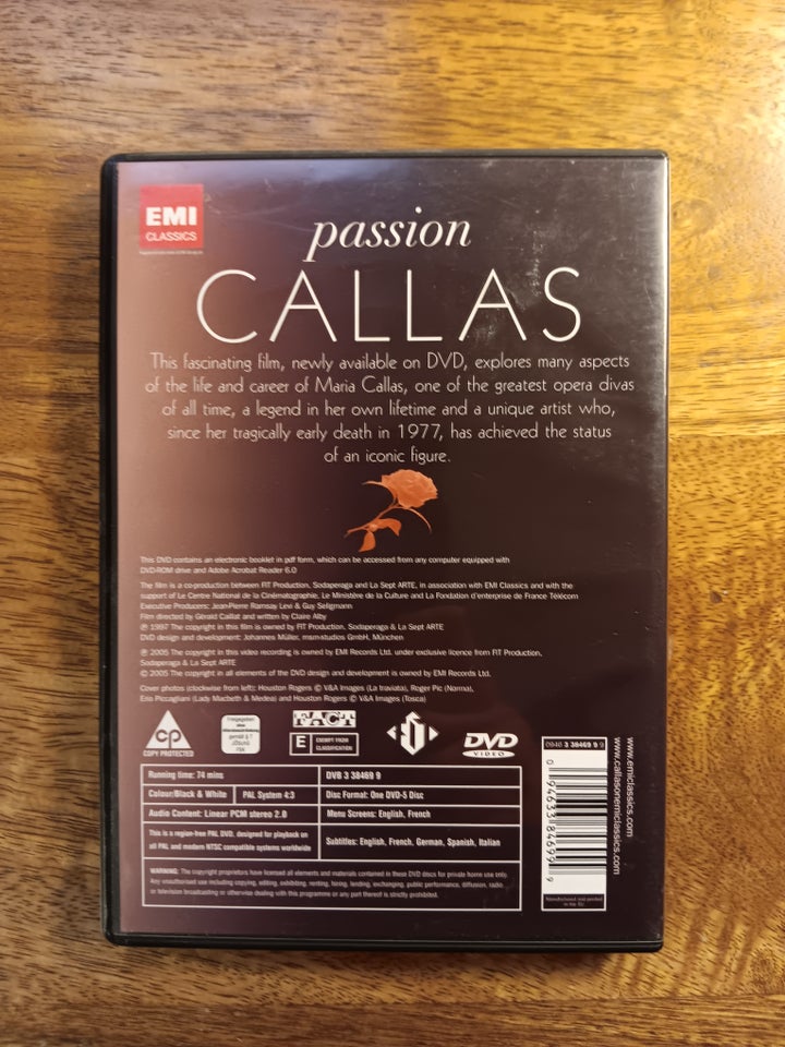 Passion Callas, DVD, dokumentar