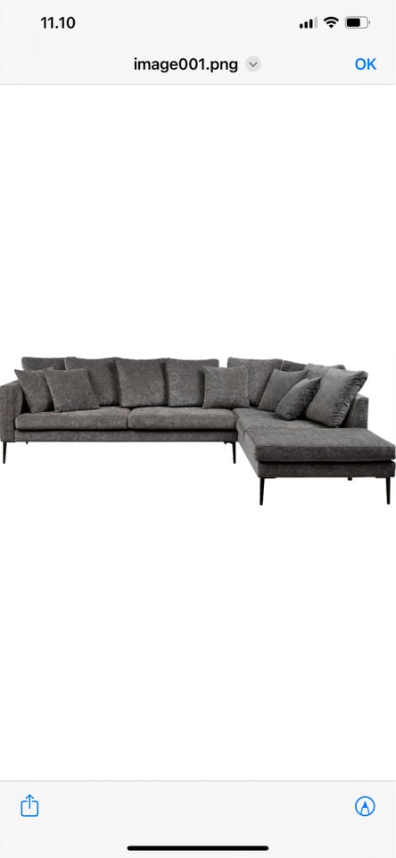 Hjørnesofa, velour, 5 pers.