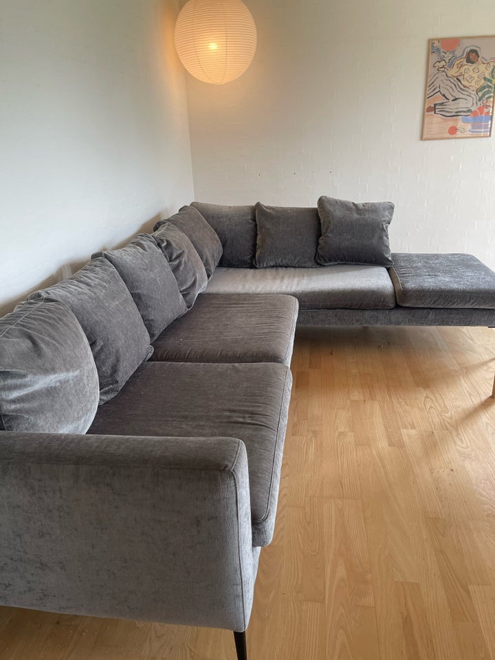 Hjørnesofa, velour, 5 pers.