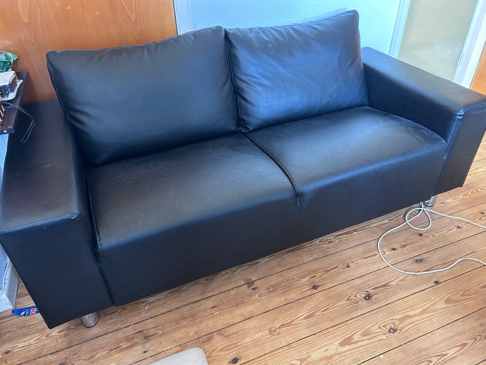 Sofa, læderlook, 2 pers.