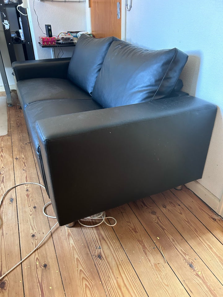 Sofa, læderlook, 2 pers.