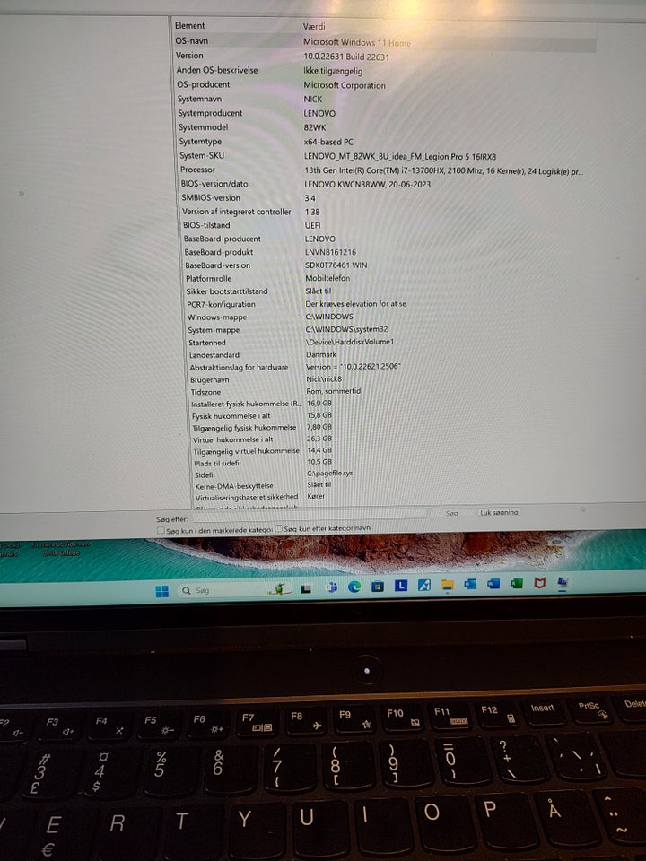 Lenovo Legion pro, 2,1 GHz, 16 GB ram