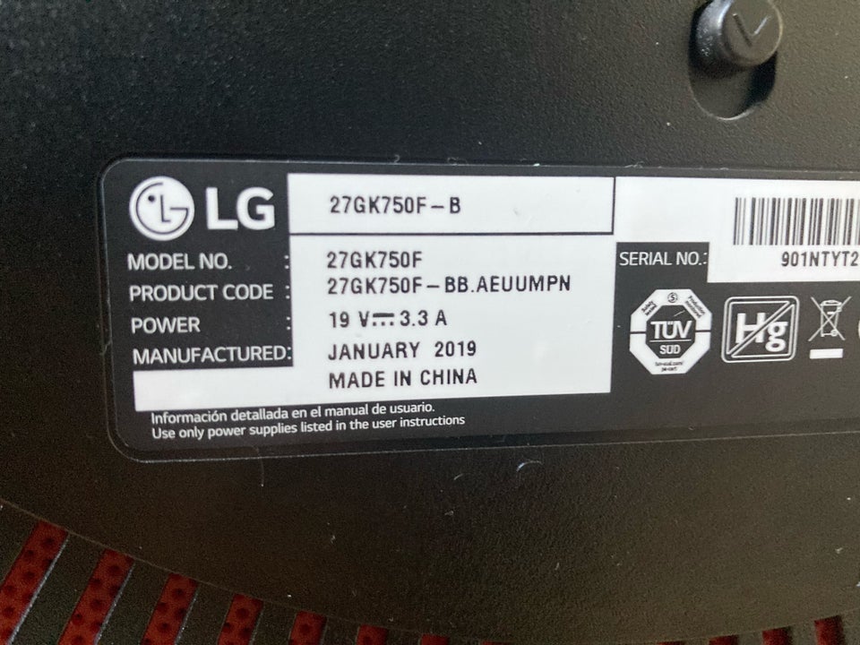 Lg, 27GK750F, 27 tommer