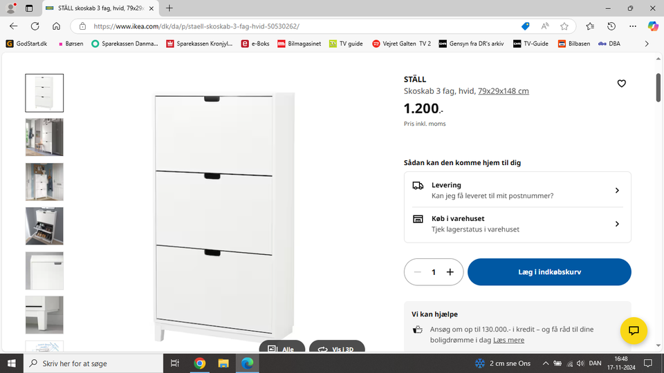 Skoskab, Ikea, b: 79 d: 29 h: 148