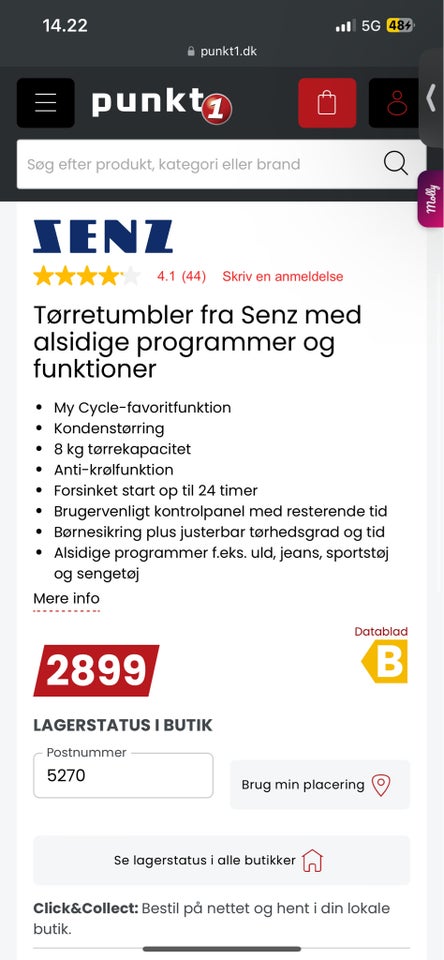 Tørretumbler, energiklasse B