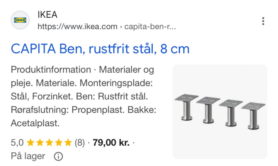 Ben til kommode eller skab, Ikea