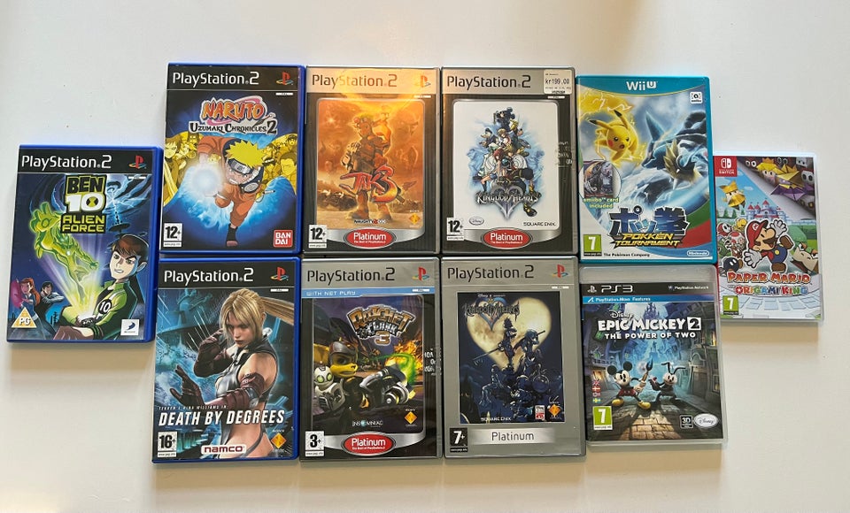 Ps2 -3 og Nintendo spil Nintendo