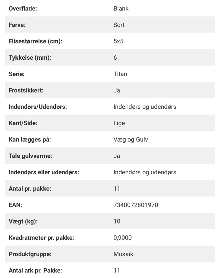 Indendørs klinker b: 5 l: 5 Ca 35