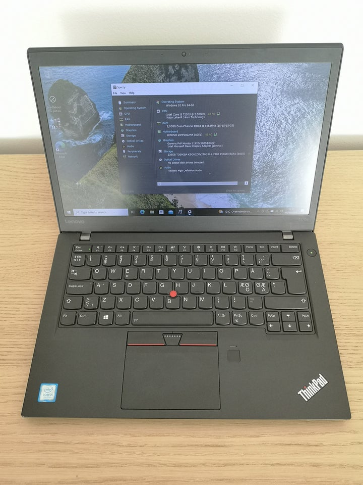 Lenovo ThinkPad T470s, 2x2.5 GHz, 8