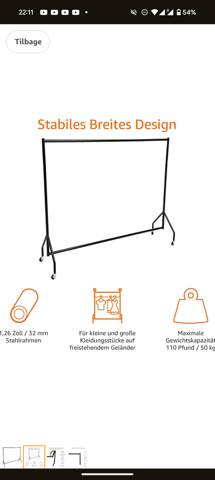 Tøj stativ/ devise/reol 50D x 182B x