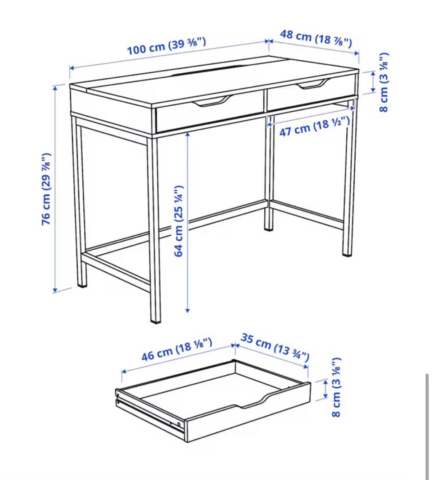 Skrive-/computerbord, Ikea, b: