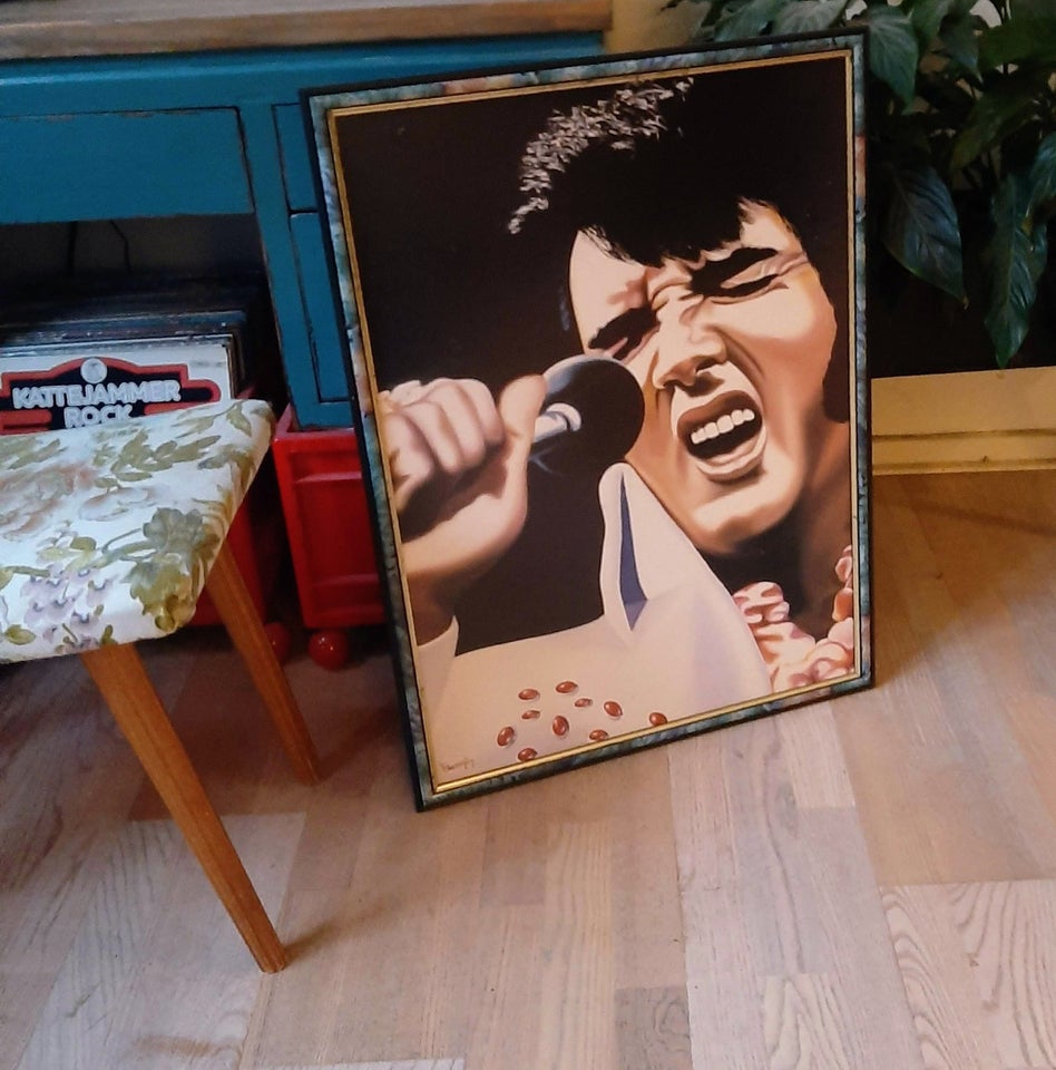 Stort Elvis tryk I ramme, Retro