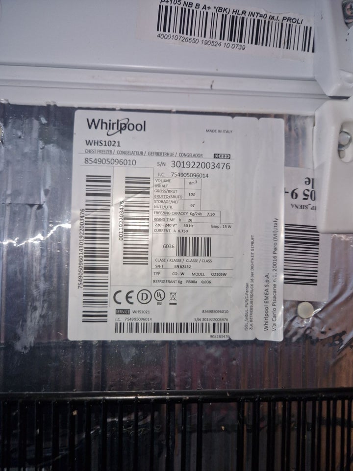 Fryseboks, Whirlpool, b: 53 d: 58 h: