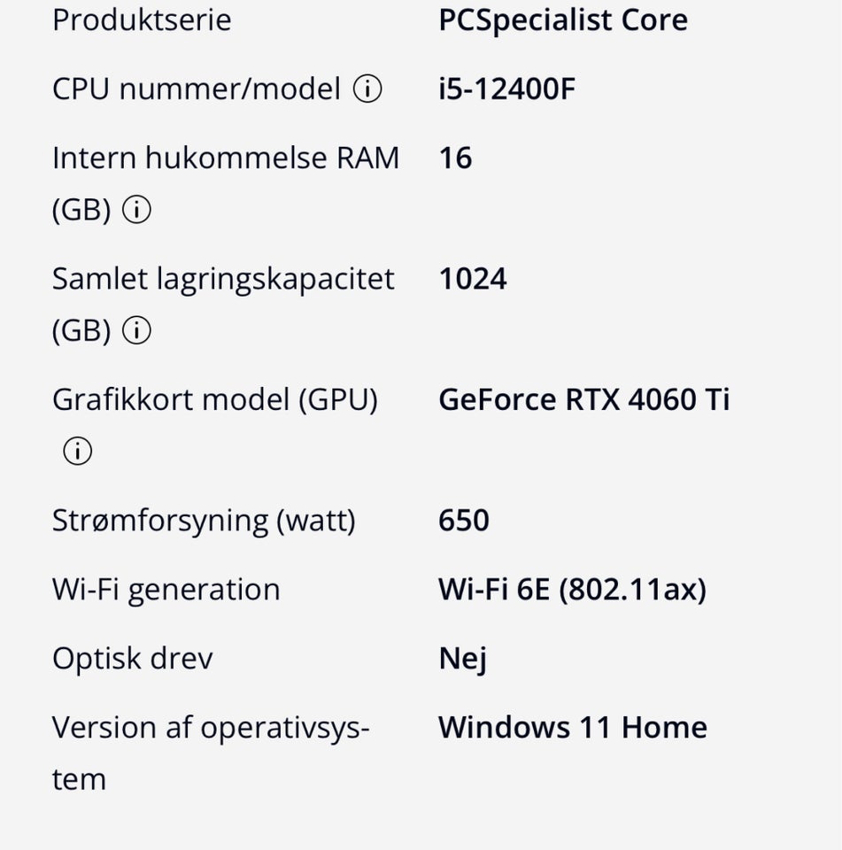 Andet mærke, Intel core i5-12400f