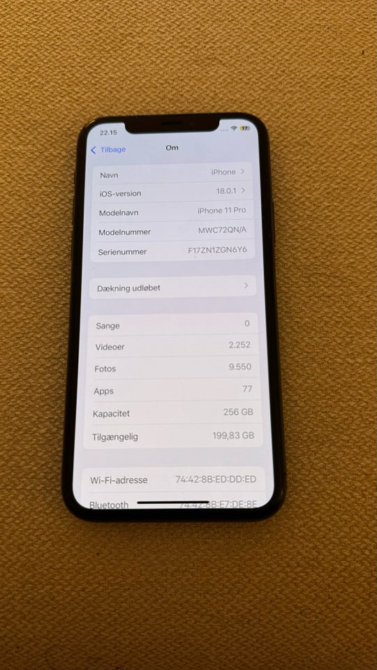 iPhone 11 Pro, 256 GB, grå