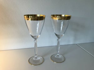 Glas 2 vinglas  med guld kant og