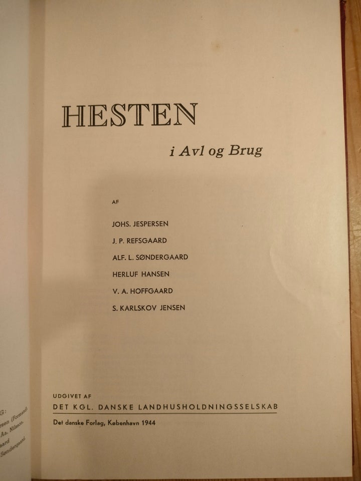 Hesten i avl og brug, J. Jespersen