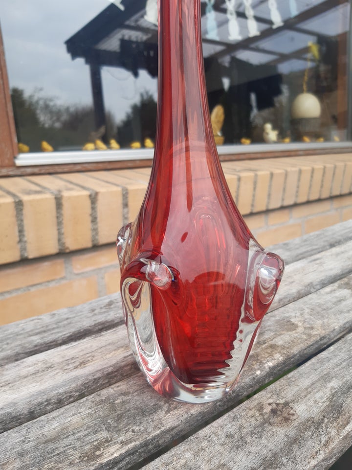 Glas Høj vase klart/rødt glas