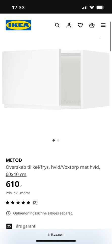 Hængeskab, IKEA Metod Voxtorp, b: